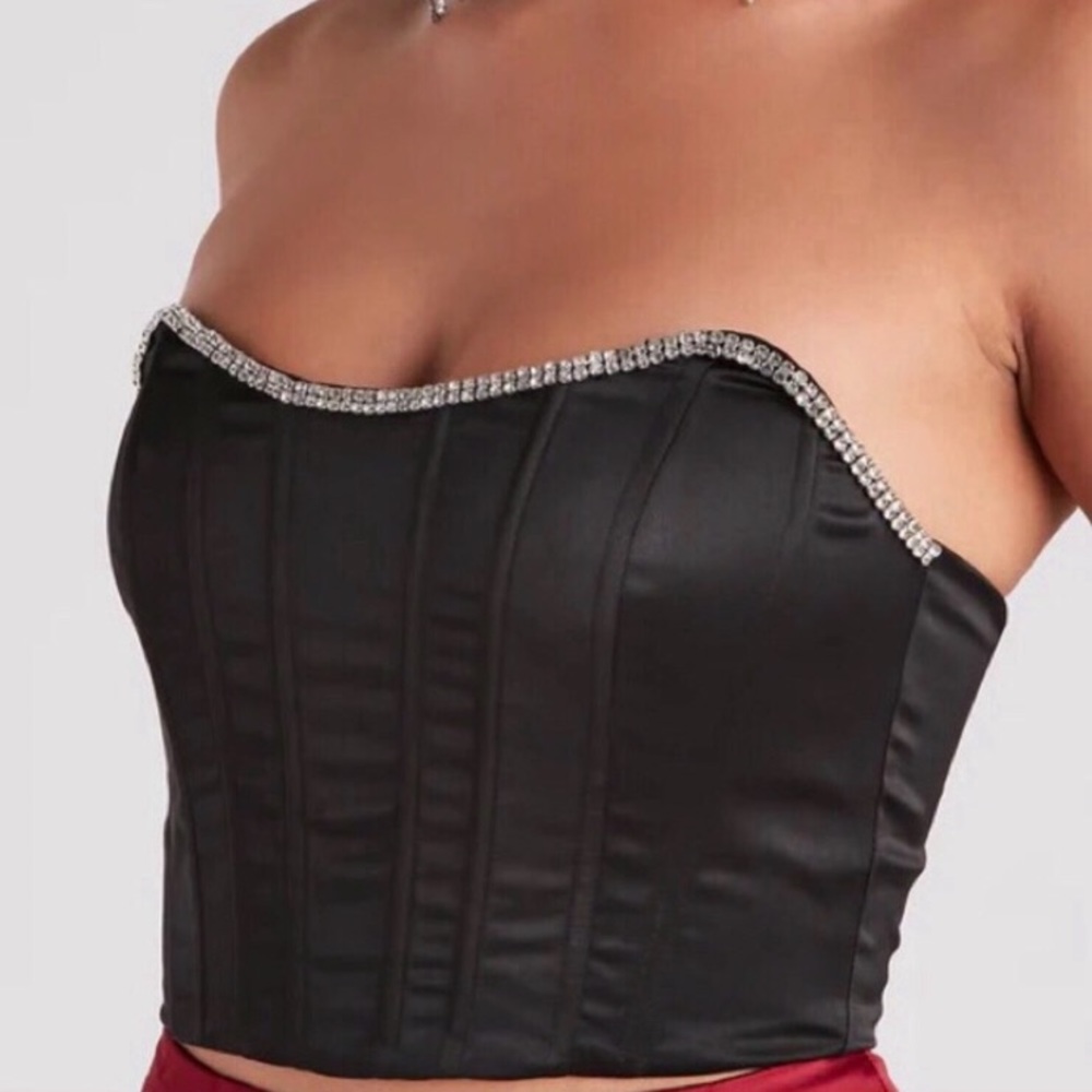 SALE diamantΓ© trim tube top crop top